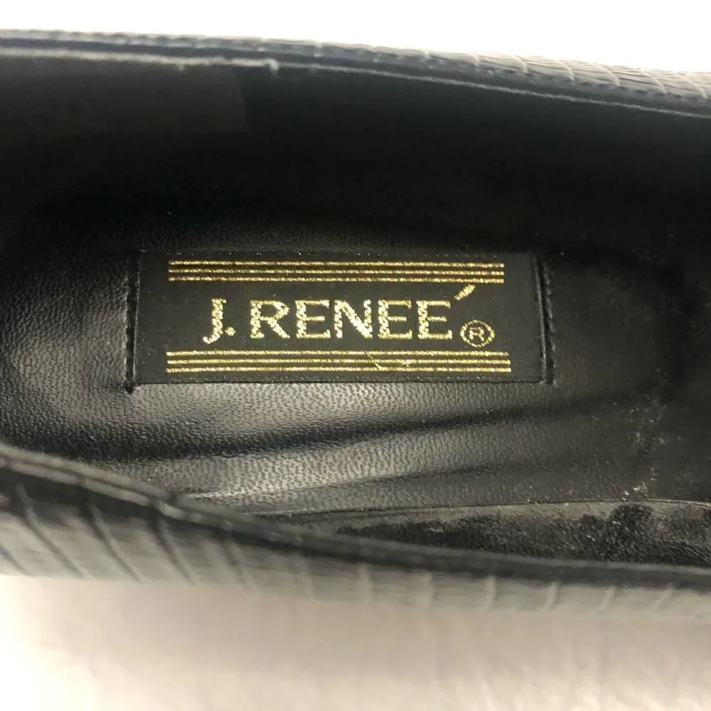 J.Renee womens black patent crock pattern shoes size 11M